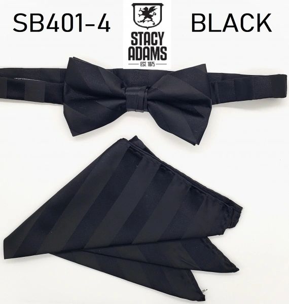 Stacy Adams Stripe Wedding Bow Tie Set