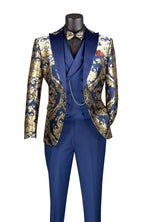 Men's Modern Fit Paisley Foil 3-Piece Tuxedo M & R Clothing