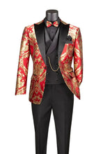 Men's Modern Fit Paisley Foil 3-Piece Tuxedo M & R Clothing
