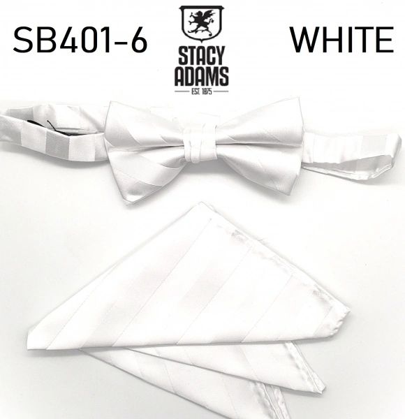 Stacy Adams Stripe Wedding Bow Tie Set