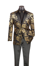 Men's Modern Fit Foil Paisley Velvet Blazer M & R Clothing