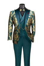 Men's Modern Fit Paisley Foil 3-Piece Tuxedo M & R Clothing