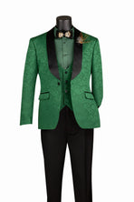 Men's Paisley Print 3-Piece Tuxedo Set M & R Clothing