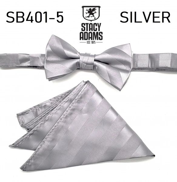 Stacy Adams Stripe Wedding Bow Tie Set