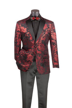 Men's Modern Fit Foil Paisley Velvet Blazer M & R Clothing