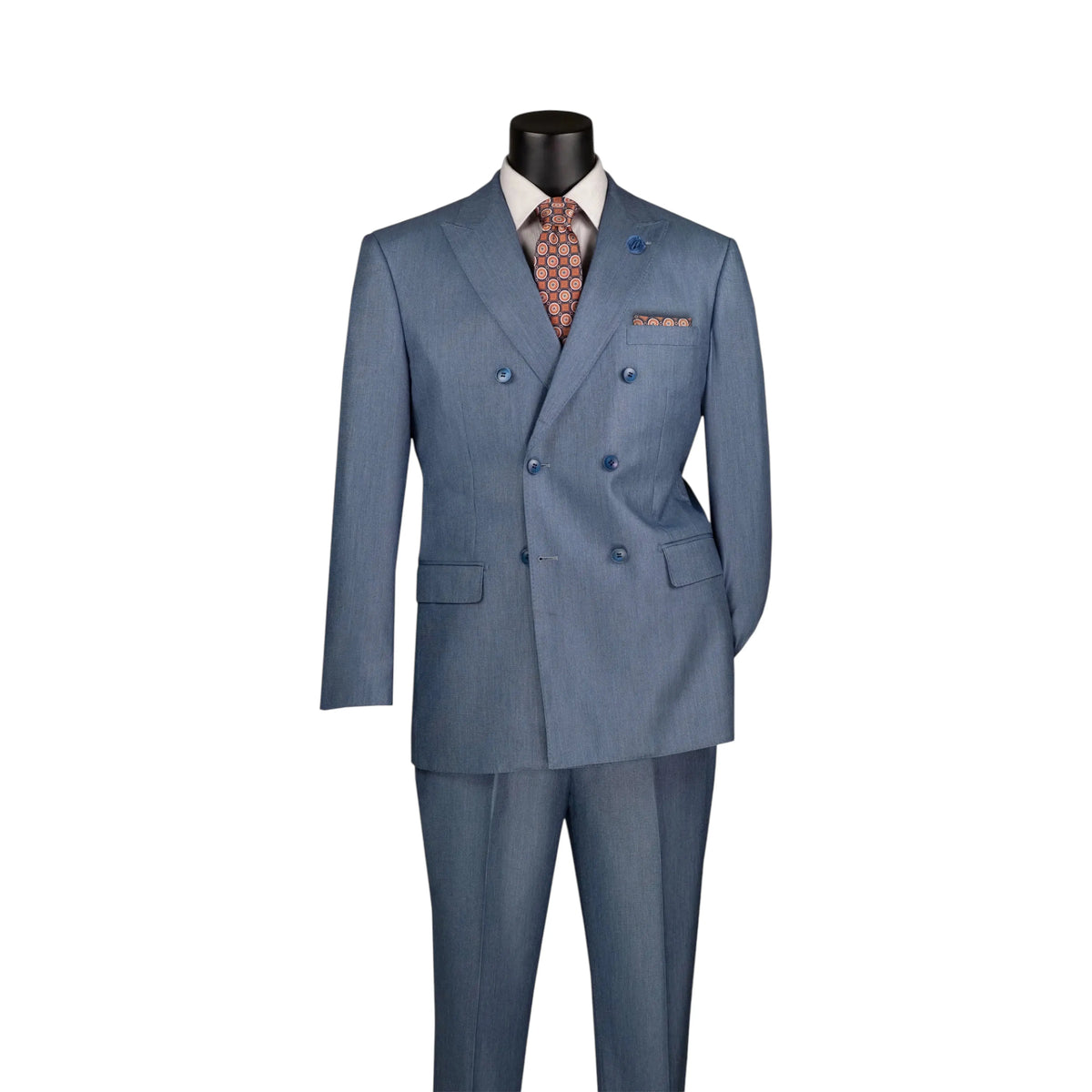Regular Fit Sharkskin Double Breasted with Pick Stitch Lapel M & R Clothing  M & R Clothing Mens-Suits