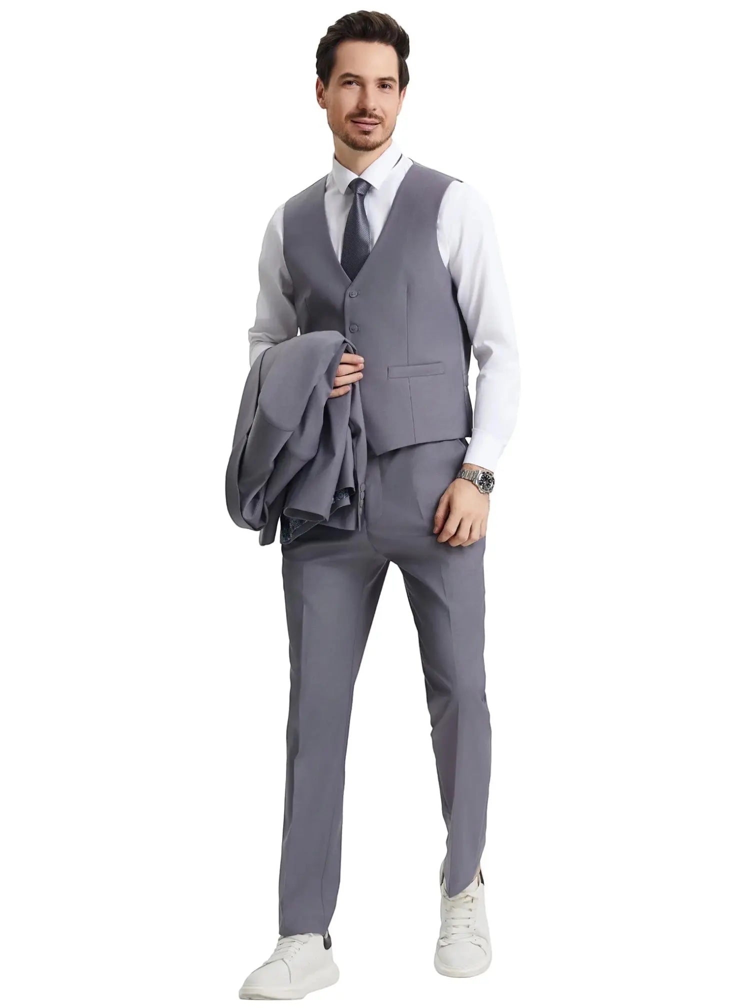 Men's Stacy Adams Hybrid-Fit 3pc Notch Lapel Suit Set, Jacket Vest and Pants Stacy Adams  M & R Clothing Mens-Suits