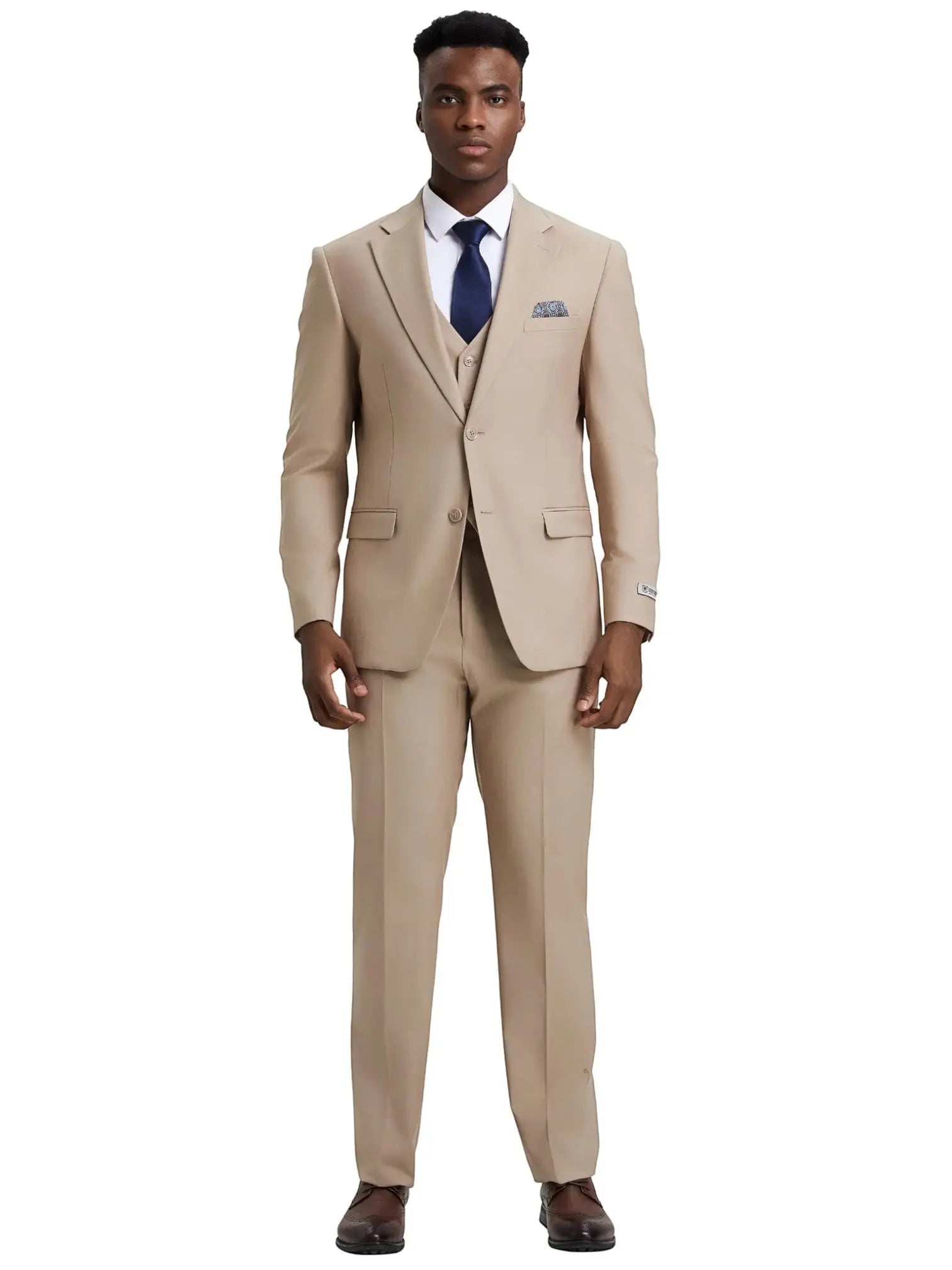 Men's Stacy Adams Hybrid-Fit 3pc Notch Lapel Suit Set, Jacket Vest and Pants Stacy Adams  M & R Clothing Mens-Suits