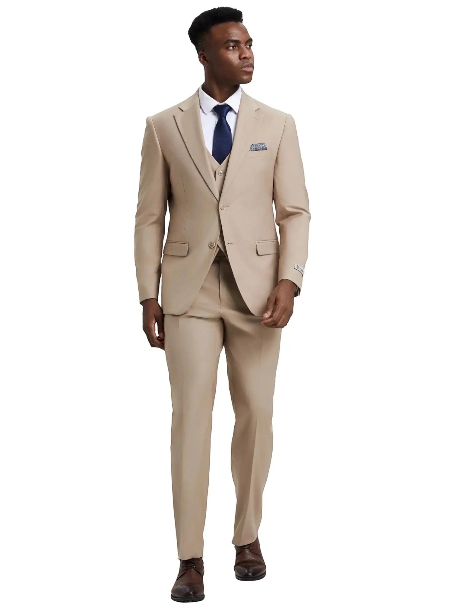 Men's Stacy Adams Hybrid-Fit 3pc Notch Lapel Suit Set, Jacket Vest and Pants Stacy Adams  M & R Clothing Mens-Suits