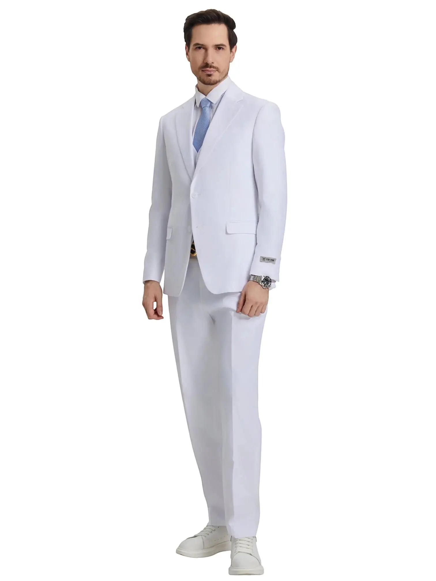 Men's Stacy Adams Hybrid-Fit 3pc Notch Lapel Suit Set, Jacket Vest and Pants Stacy Adams  M & R Clothing Mens-Suits