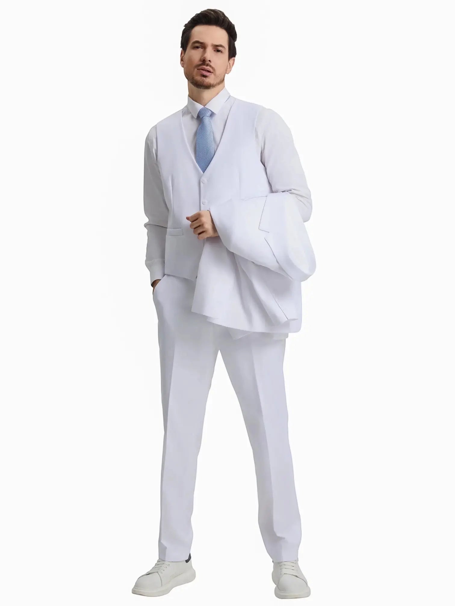 Men's Stacy Adams Hybrid-Fit 3pc Notch Lapel Suit Set, Jacket Vest and Pants Stacy Adams  M & R Clothing Mens-Suits