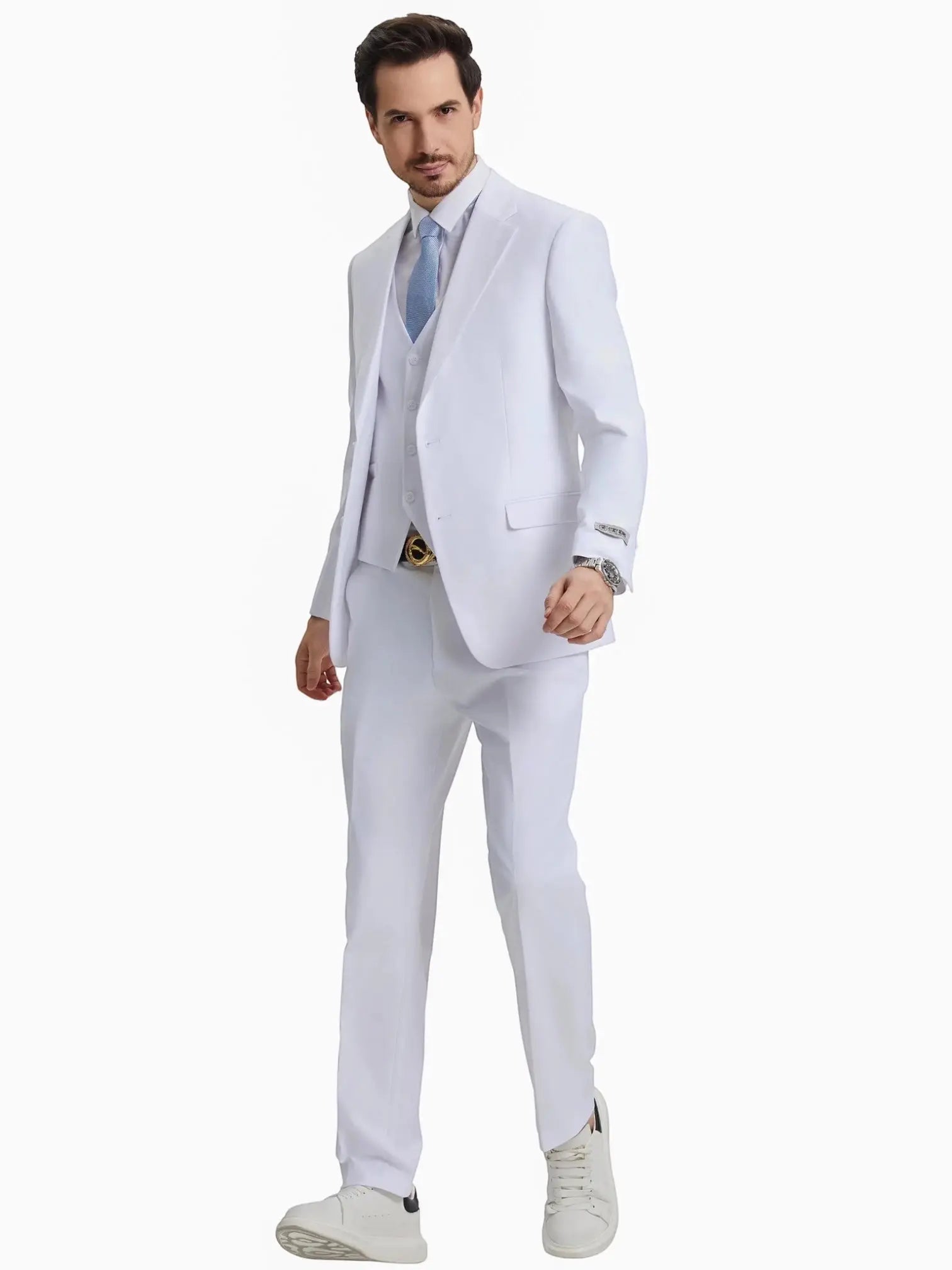 Men's Stacy Adams Hybrid-Fit 3pc Notch Lapel Suit Set, Jacket Vest and Pants Stacy Adams  M & R Clothing Mens-Suits