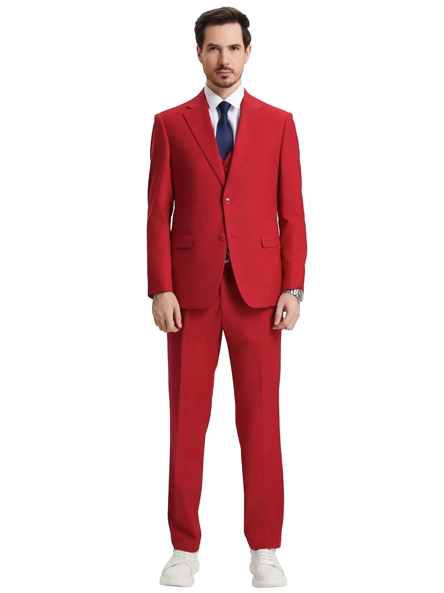 Men's Stacy Adams Hybrid-Fit 3pc Notch Lapel Suit Set, Jacket Vest and Pants Stacy Adams  M & R Clothing Mens-Suits