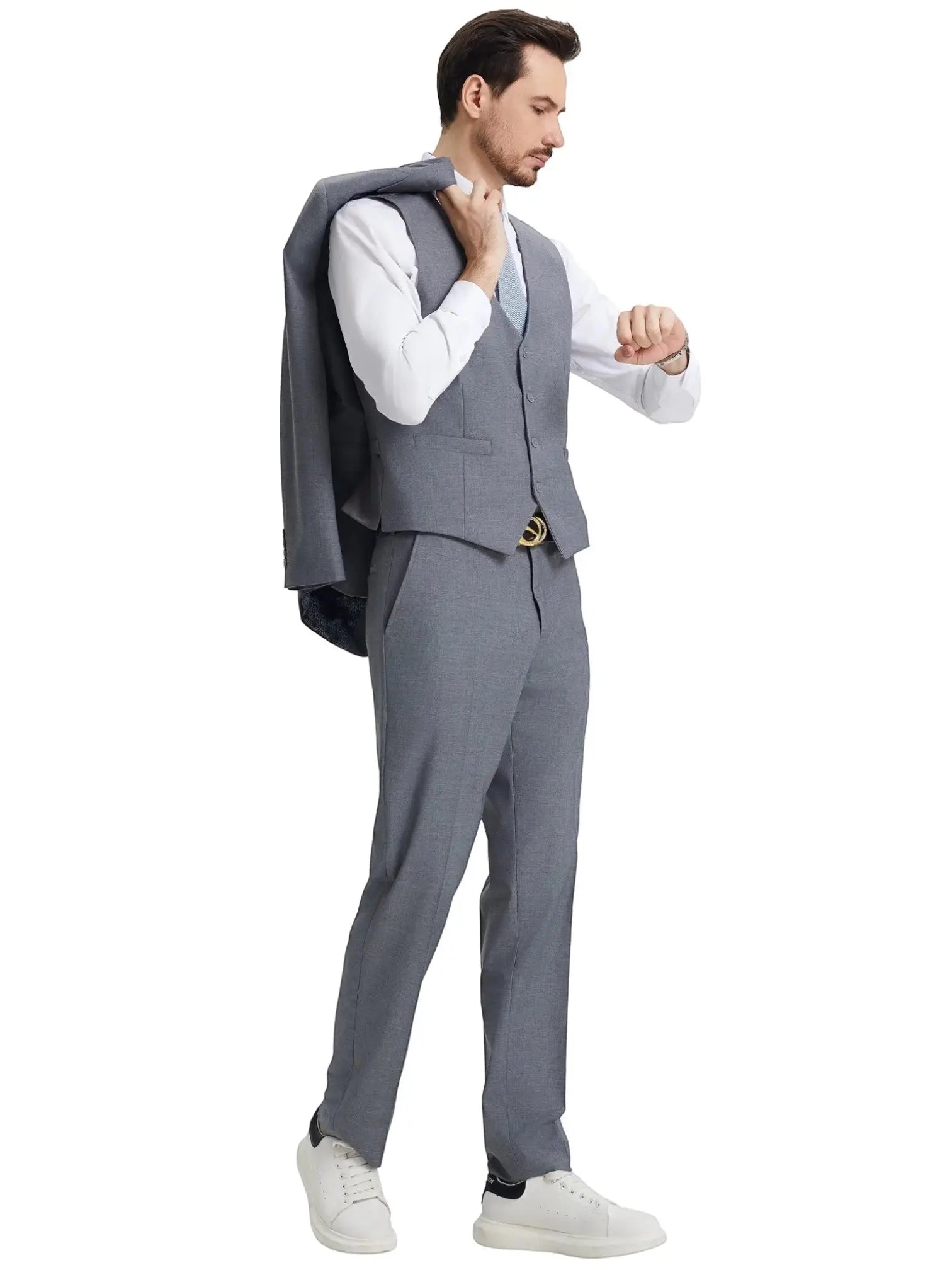 Men's Stacy Adams Hybrid-Fit 3pc Notch Lapel Suit Set, Jacket Vest and Pants Stacy Adams  M & R Clothing Mens-Suits
