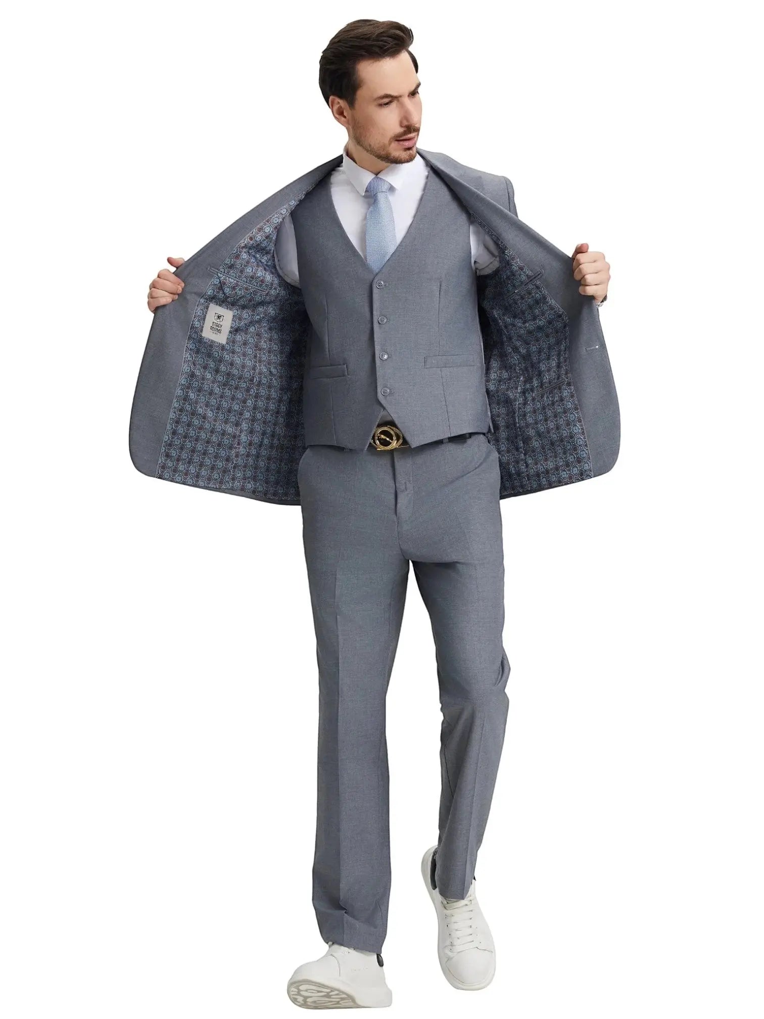 Men's Stacy Adams Hybrid-Fit 3pc Notch Lapel Suit Set, Jacket Vest and Pants Stacy Adams  M & R Clothing Mens-Suits