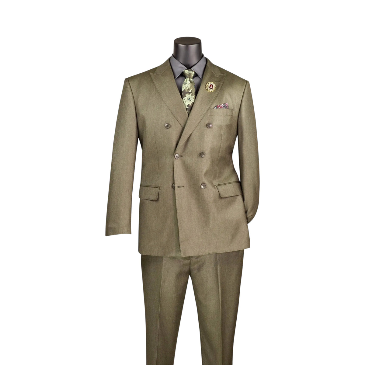 Regular Fit Sharkskin Double Breasted with Pick Stitch Lapel M & R Clothing  M & R Clothing Mens-Suits