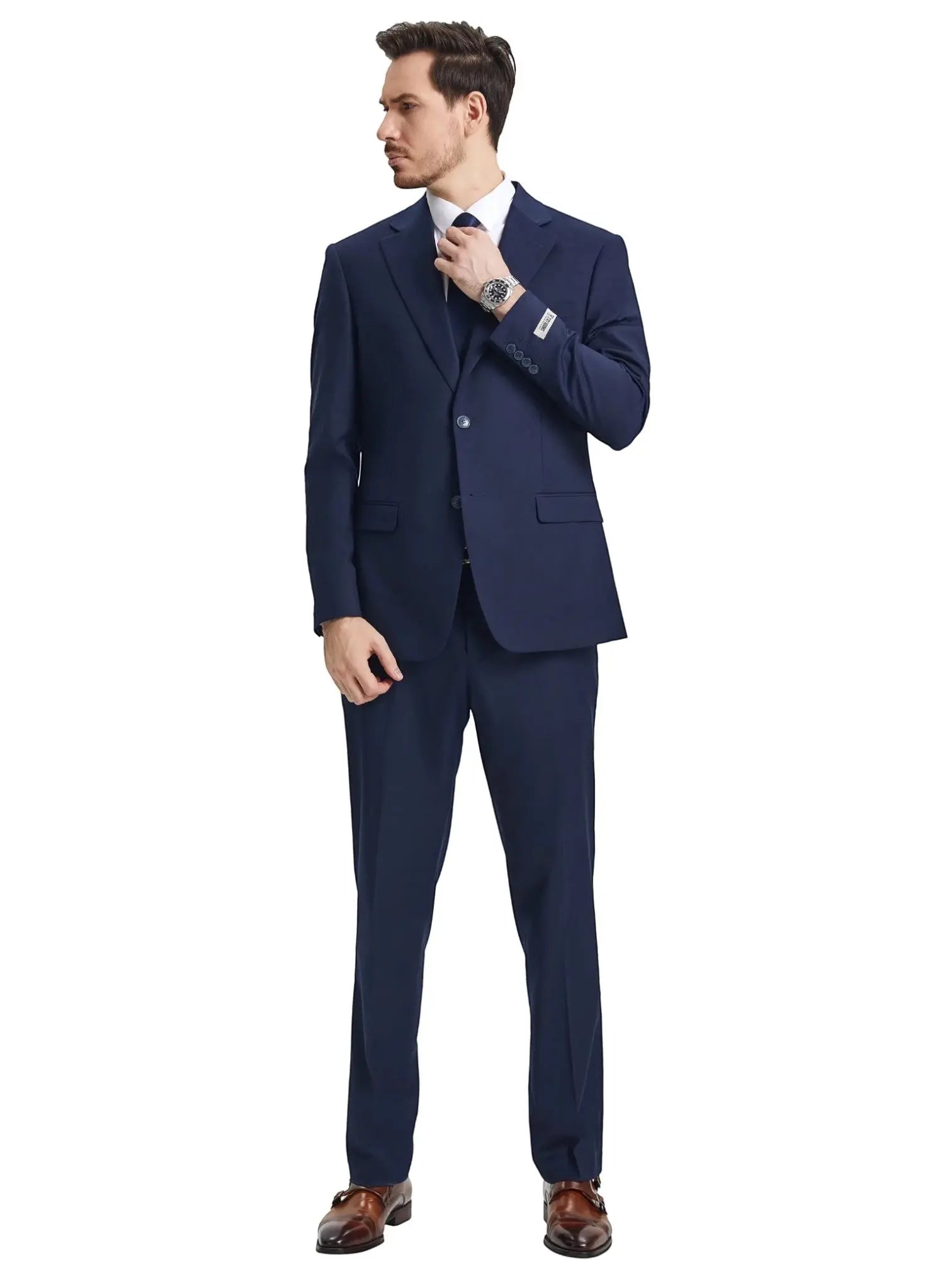 Men's Stacy Adams Hybrid-Fit 3pc Notch Lapel Suit Set, Jacket Vest and Pants Stacy Adams  M & R Clothing Mens-Suits
