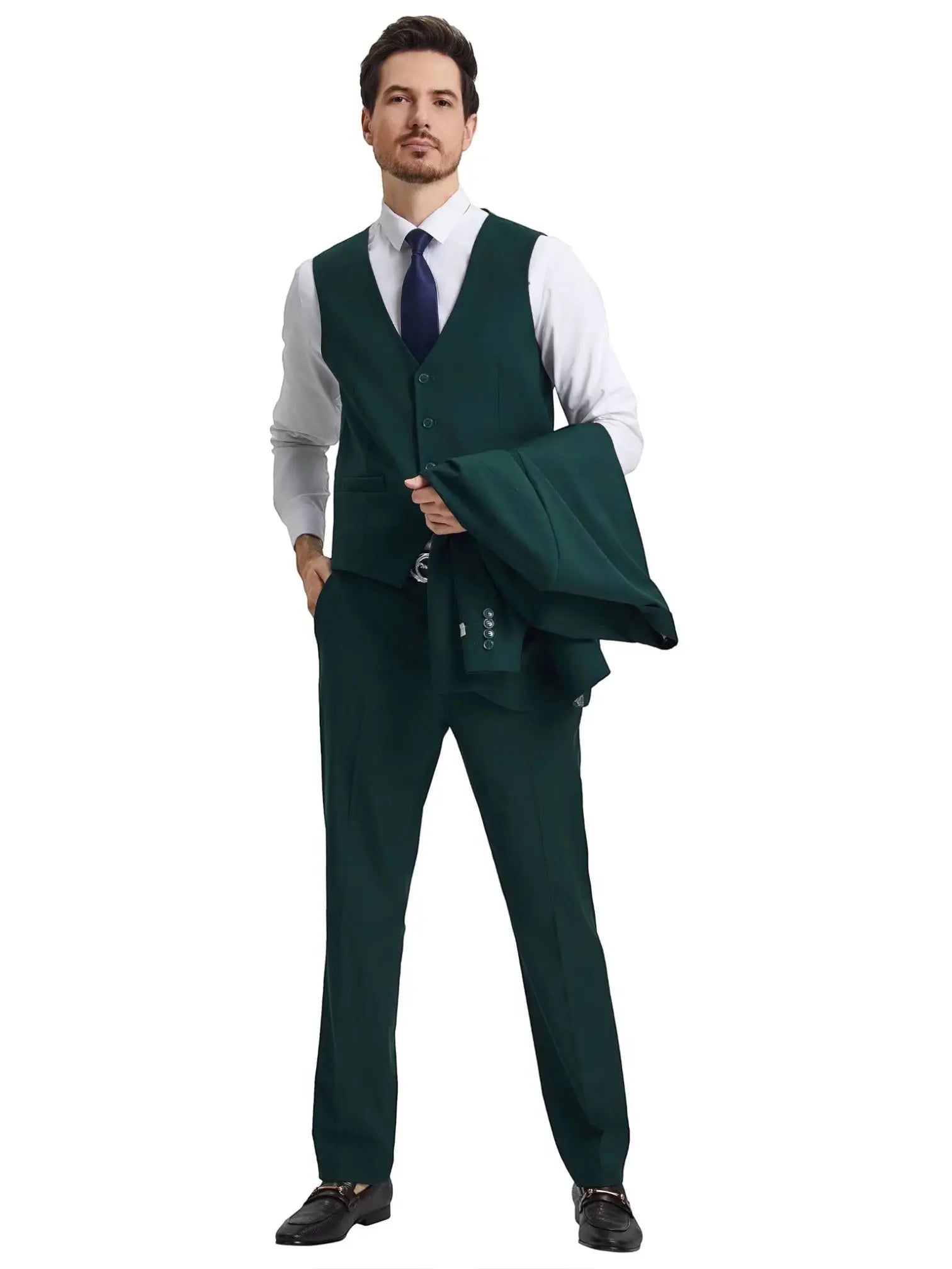 Men's Stacy Adams Hybrid-Fit 3pc Notch Lapel Suit Set, Jacket Vest and Pants Stacy Adams  M & R Clothing Mens-Suits