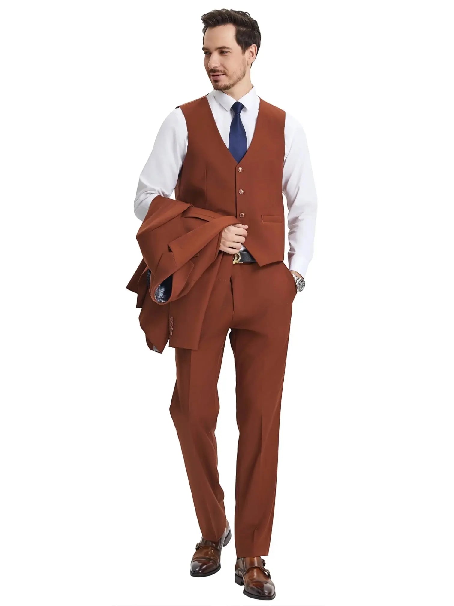 Men's Stacy Adams Hybrid-Fit 3pc Notch Lapel Suit Set, Jacket Vest and Pants Stacy Adams  M & R Clothing Mens-Suits