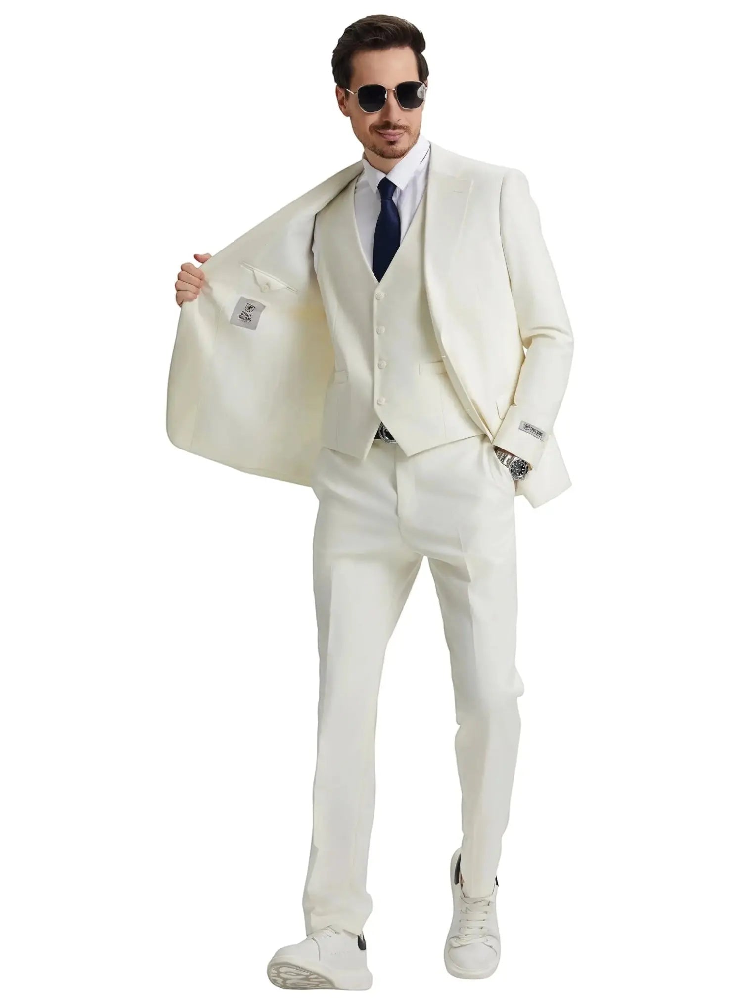 Men's Stacy Adams Hybrid-Fit 3pc Notch Lapel Suit Set, Jacket Vest and Pants Stacy Adams  M & R Clothing Mens-Suits