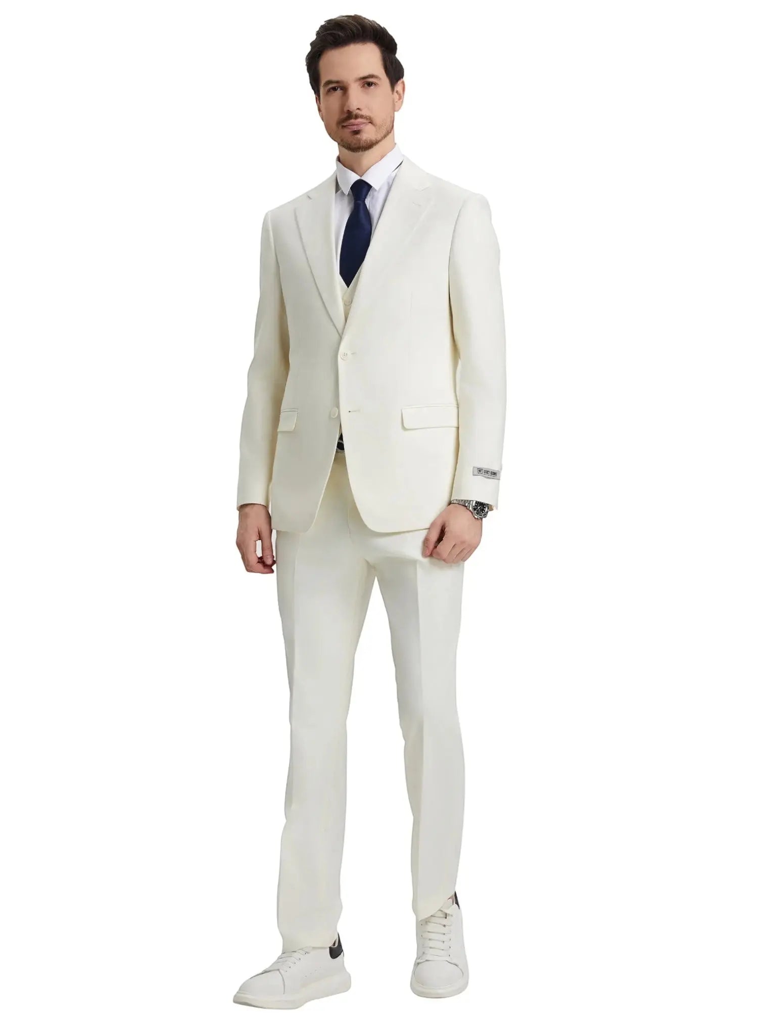 Men's Stacy Adams Hybrid-Fit 3pc Notch Lapel Suit Set, Jacket Vest and Pants Stacy Adams  M & R Clothing Mens-Suits