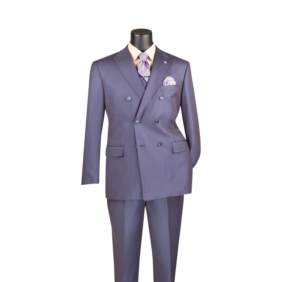 Regular Fit Sharkskin Double Breasted with Pick Stitch Lapel M & R Clothing  M & R Clothing Mens-Suits