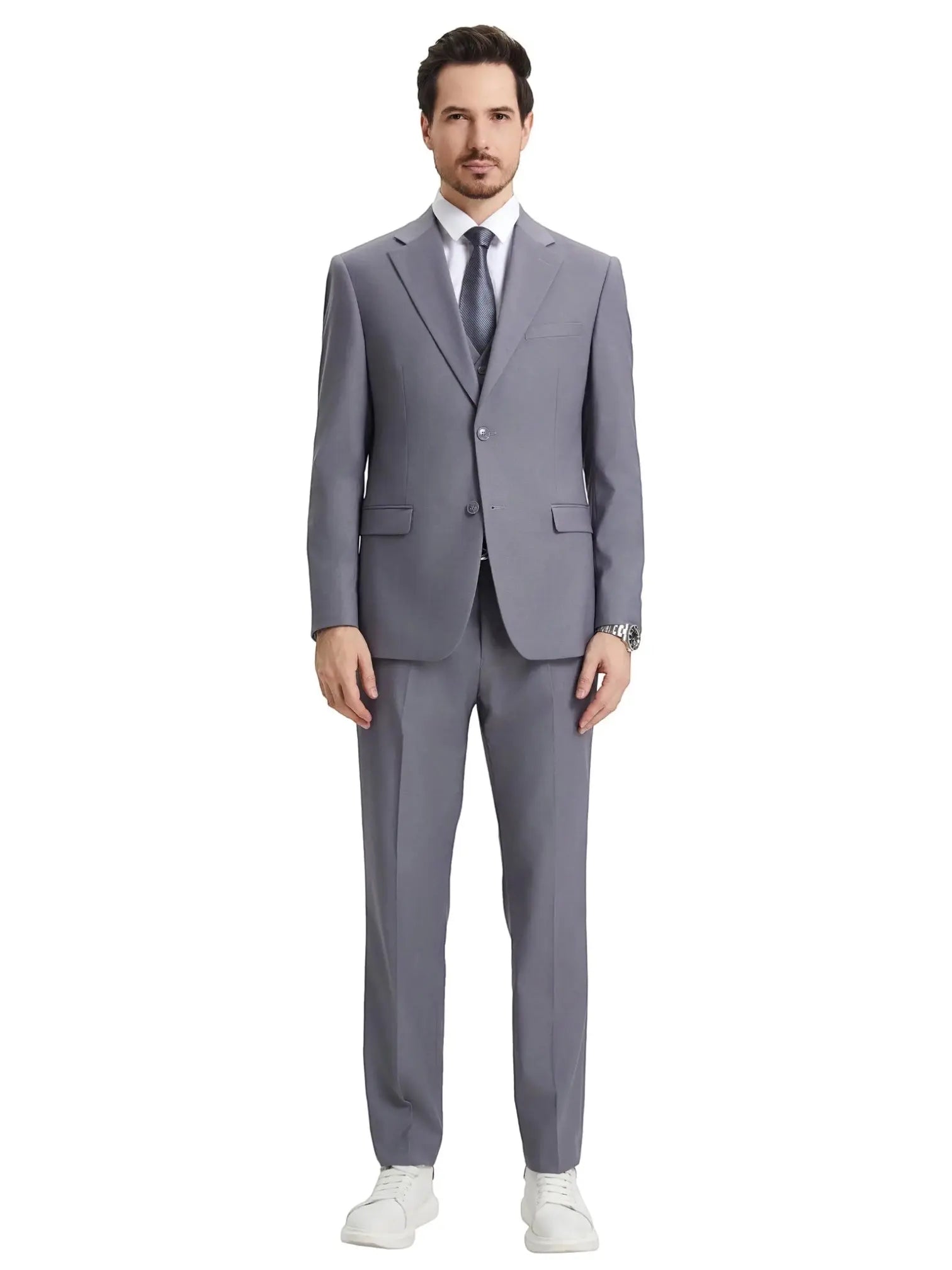 Men's Stacy Adams Hybrid-Fit 3pc Notch Lapel Suit Set, Jacket Vest and Pants Stacy Adams  M & R Clothing Mens-Suits