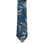 M & R Clothing Augustino tie featuring a blue and bronze woven floral and geometric leaf pattern on lustrous fabric.