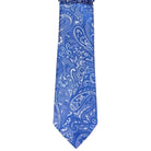 M & R Clothing Augustino blue paisley woven tie with intricate floral patterns for formal events