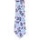 M & R Clothing Augustino tie featuring a light pink background with blue floral and leaf patterns in woven fabric