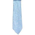 M & R Clothing Augustino light blue paisley tie with a woven viscose and polyester blend fabric.