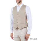 M & R Clothing beige single-breasted suit vest worn over a white dress shirt for a formal tailored look