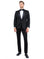 M & R Clothing tailored-fit black tuxedo jacket with satin peak lapels worn by a man with a bowtie
