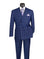 M & R Clothing blue double-breasted suit with a white window pane pattern, peak lapels, and a light purple tie.