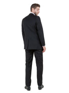 M & R Clothing Bryan Michaels black tuxedo jacket with satin lapel worn by a man in a back view pose