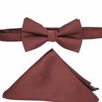 M & R Clothing Stacy Adams solid burgundy satin bowtie and matching pocket square set for formal wear