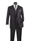 M & R Clothing 3-piece pinstripe business suit in charcoal with a matching vest, white shirt, and patterned tie.