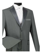 M & R Clothing 2-piece classic grey tuxedo with a white shirt and matching bow tie for formal events.