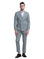 M & R Clothing grey pinstripe slim fit double-breasted suit with peak lapels worn by a model on a white background