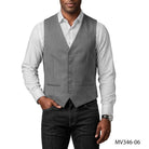 M & R Clothing grey single-breasted suit vest worn over a white dress shirt and dark jeans