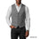 M & R Clothing grey single-breasted suit vest worn over a white dress shirt and dark jeans