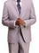 M & R Clothing light grey 2-piece men's suit with a patterned tie and wristwatch for formal occasions.