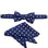 M & R Clothing Stacy Adams navy blue pre-tied bow tie and matching pocket square set with white polka dot pattern