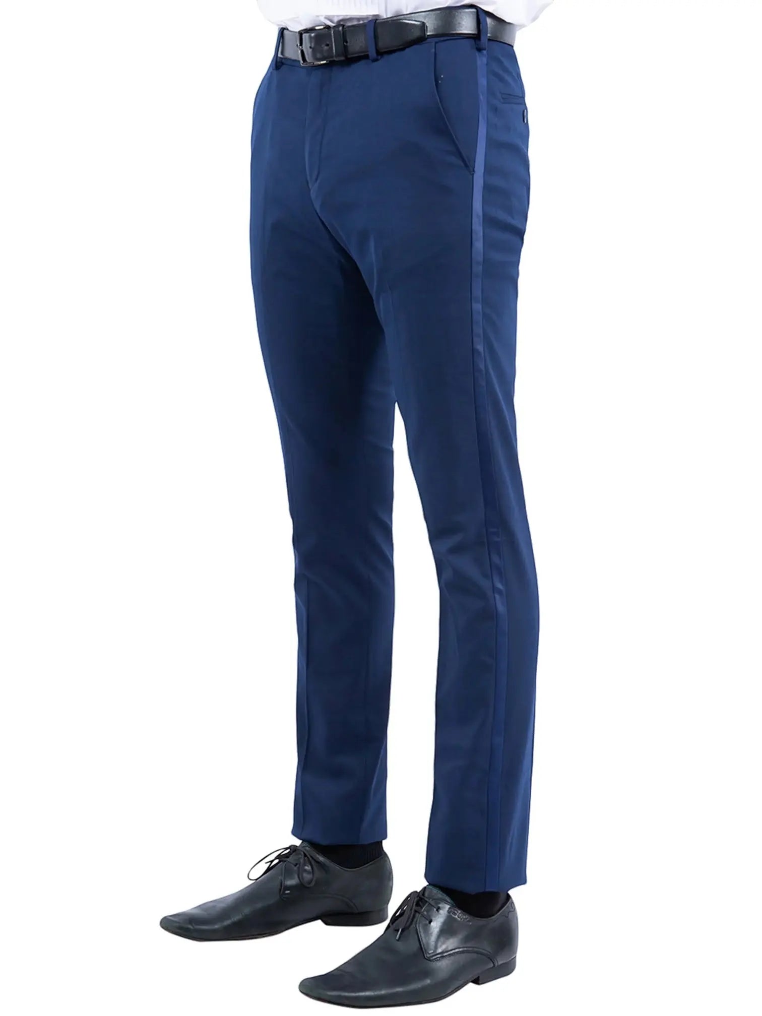 M & R Clothing Zegarie navy blue formal tuxedo dress pants with satin side stripe and tailored fit