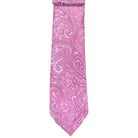 M & R Clothing Augustino pink paisley tie and matching pocket square set in premium woven fabric