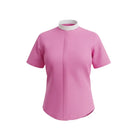 M & R Clothing ladies short sleeve pink clergy shirt with a traditional white full roman collar for ministry.