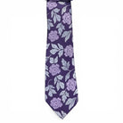 M & R Clothing Augustino tie in deep purple with a light purple floral pattern and woven fabric texture