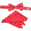 M & R Clothing Stacy Adams red polka dot pre-tied bow tie and matching pocket square set for formal events