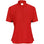 M & R Clothing red short sleeve clergy shirt for women featuring a classic tab collar and a polished tailored fit.