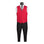 M & R Clothing red single-breasted suit vest worn over a light dress shirt and tie on a mannequin